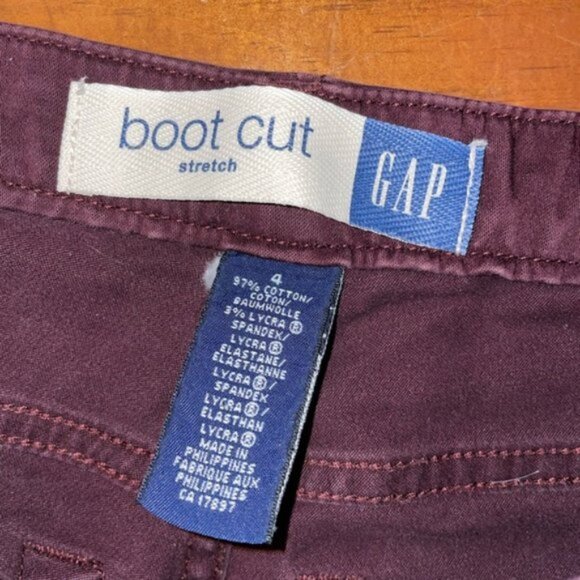 Gap Boot Cut Straight Leg Burgundy Pants - Picture 3 of 11